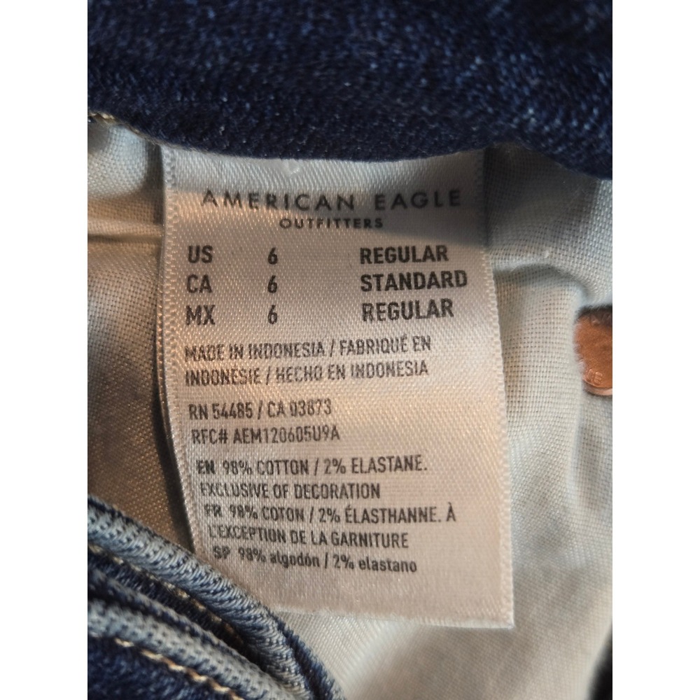 American Eagle Jeans Women 6 Blue Super Hi-Rise‎ Crop Flare Distressed Raw Hem - Picture 5 of 14